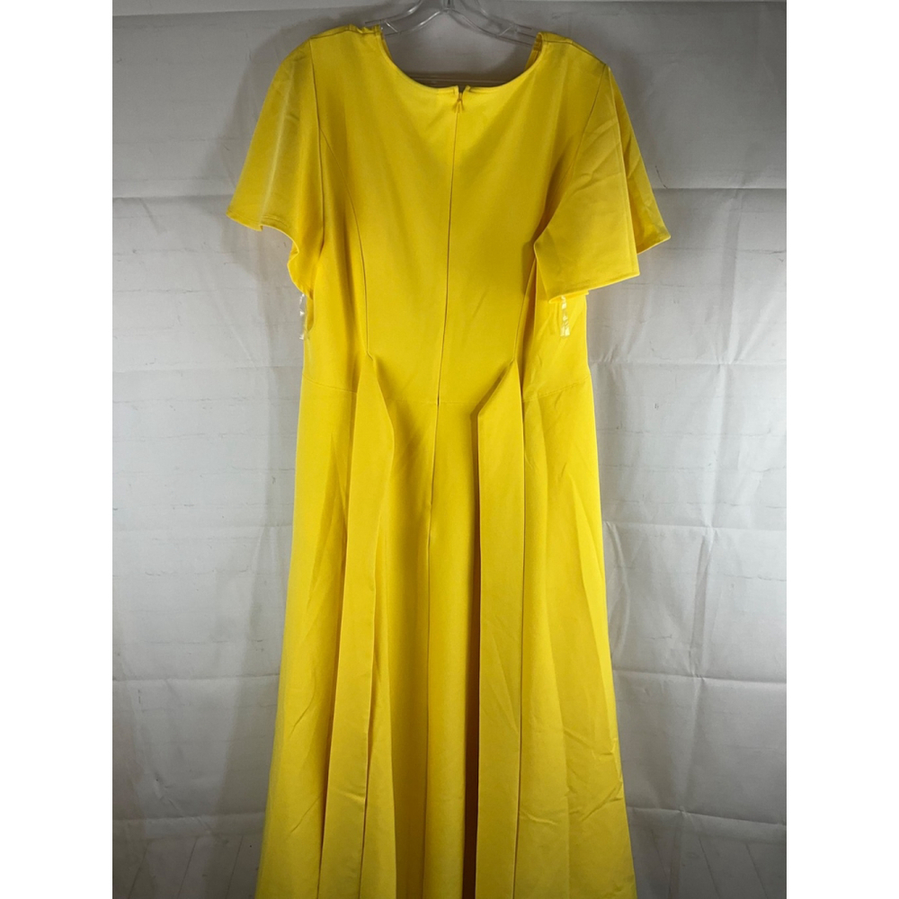 Lane Bryant Yellow Flutter Sleeve V-Neck High-Low Dress Size 18 Flowy Maxi New - Picture 4 of 5